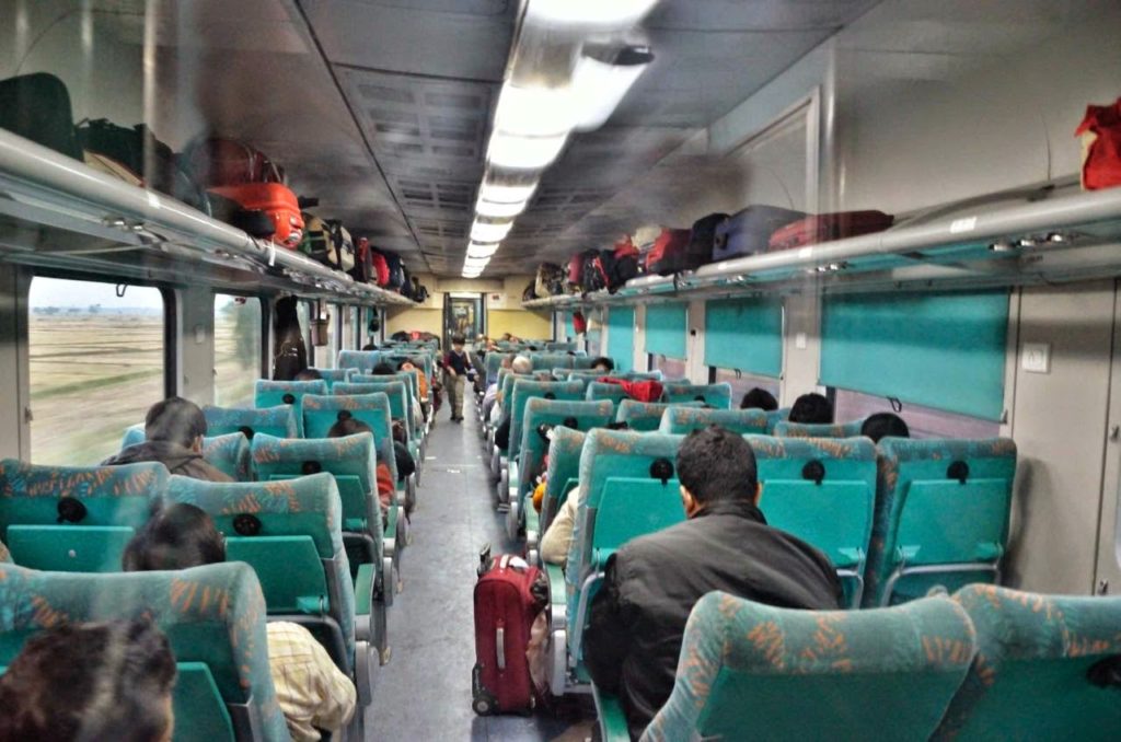 view of delhi to chandigarh train from inside